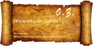 Ohrenstein Zekő névjegykártya